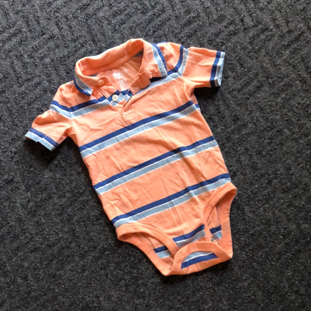OshKosh B'gosh Orange and Blue Striped Onesie